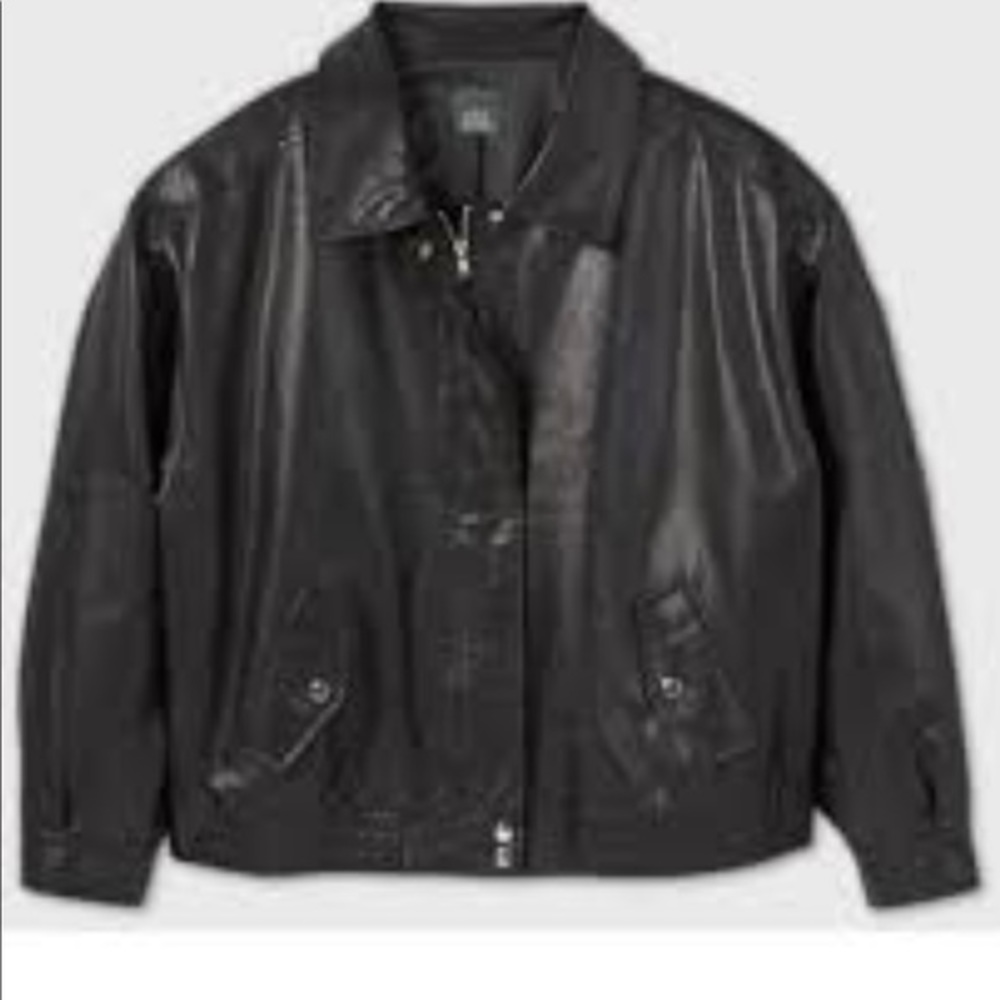 - Women's Faux Leather Bomber Jacket - Wild … - Picture 4 of 16